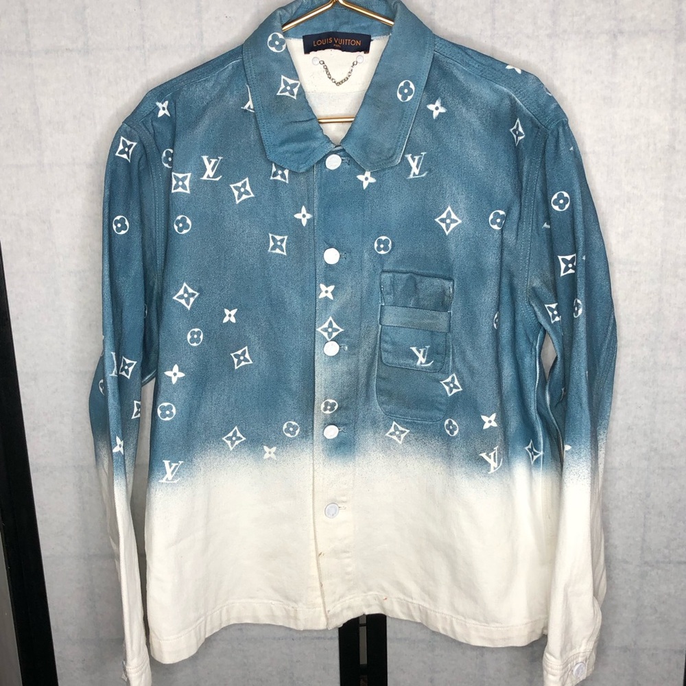 Louis Vuitton 2020 Monogram Spray Denim Button Down Shirt